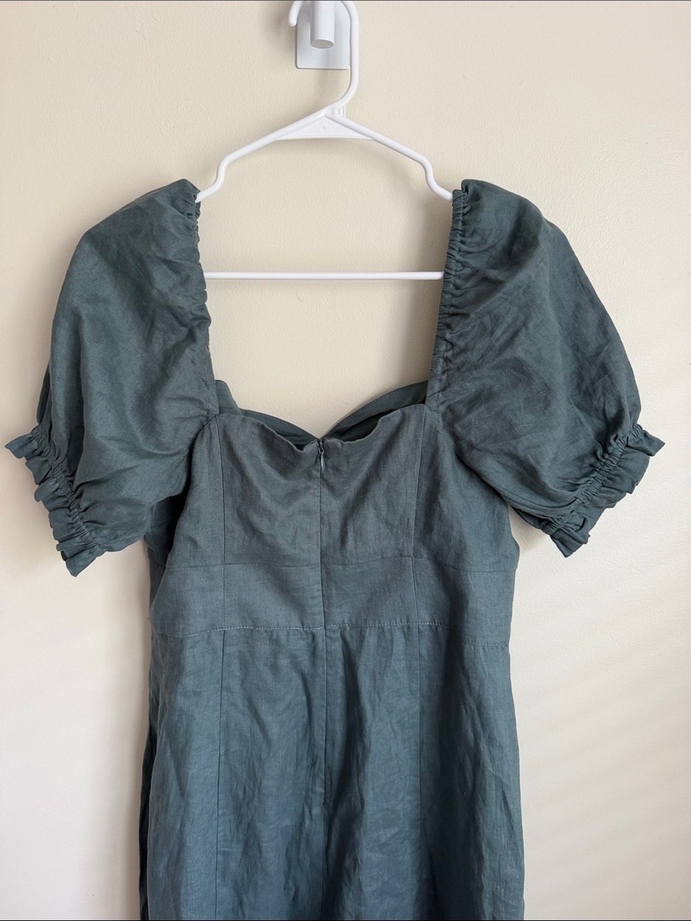 Boden Slate Blue Green Puff-Sleeve Linen Maxi Dress NWT size 8 - Picture 9 of 12